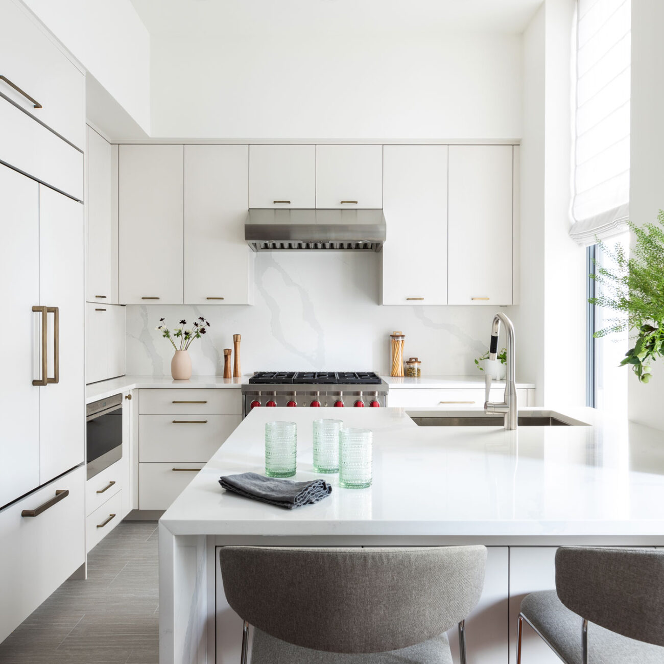 High-end kitchen remodeling Tribeca NYC Thomas Street project by Gurri Remodel with marble countertops