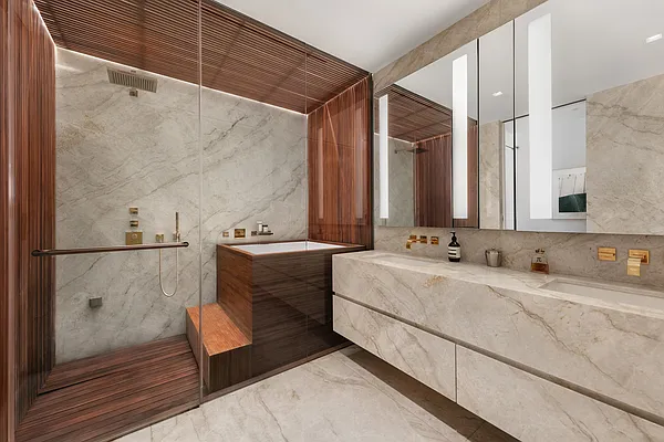 Bathroom renovation NoHo NYC with modern design and high-end finishes by Gurri Remodel
