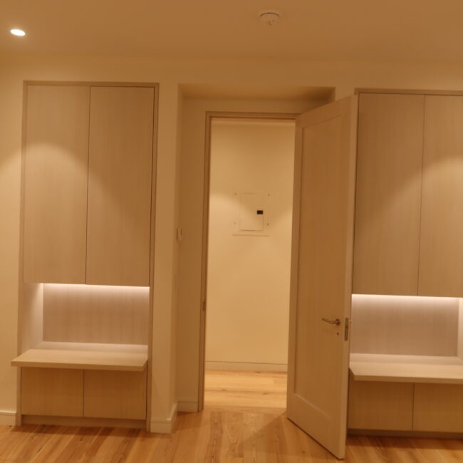Custom closet millwork installation NYC with built-in storage by Gurri Remodel